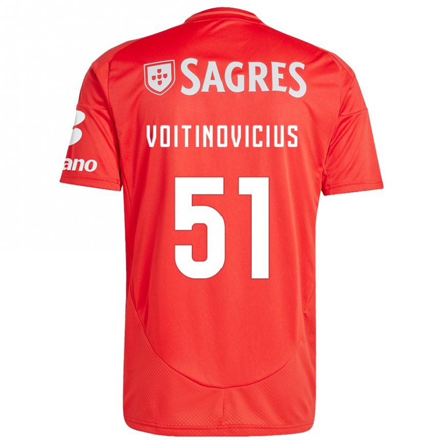 Kids Football Arnas Voitinovicius #51 Red White Home Jersey 2024/25 T-Shirt