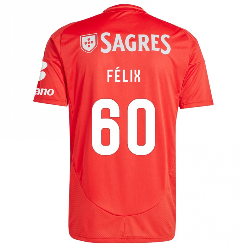 Kids Football Nuno Félix #60 Red White Home Jersey 2024/25 T-Shirt