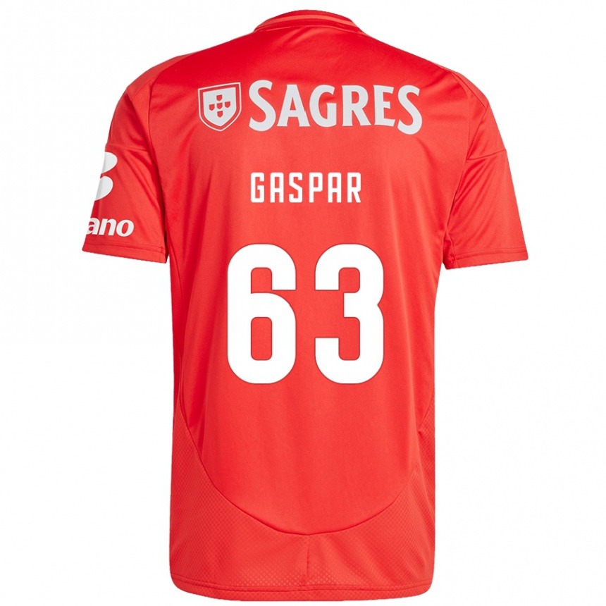 Kids Football Guilherme Gaspar #63 Red White Home Jersey 2024/25 T-Shirt