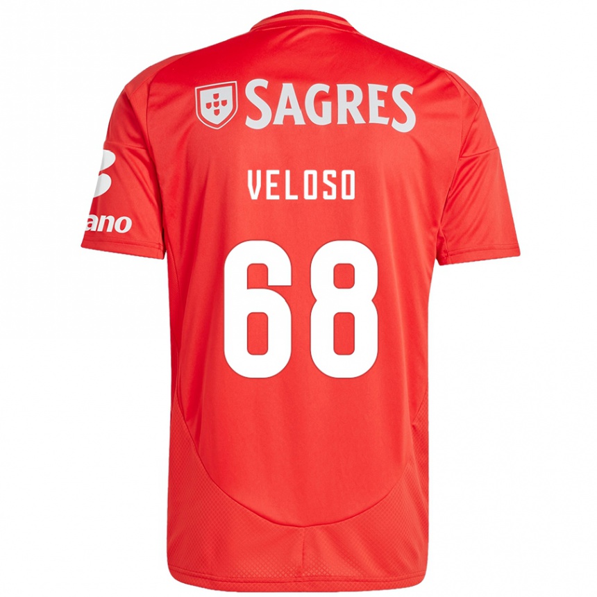 Kids Football João Veloso #68 Red White Home Jersey 2024/25 T-Shirt