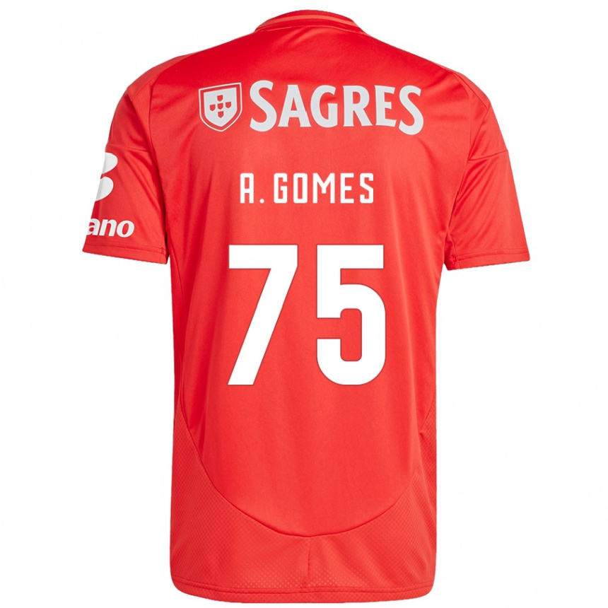 Kids Football André Gomes #75 Red White Home Jersey 2024/25 T-Shirt