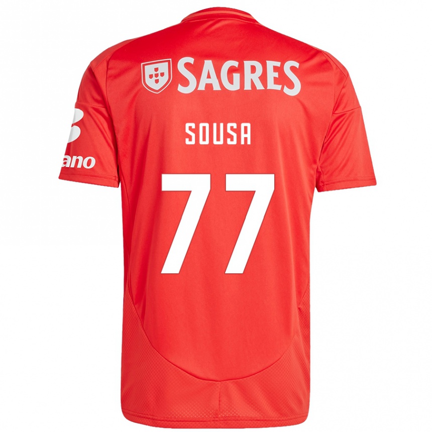 Kids Football Gerson Sousa #77 Red White Home Jersey 2024/25 T-Shirt