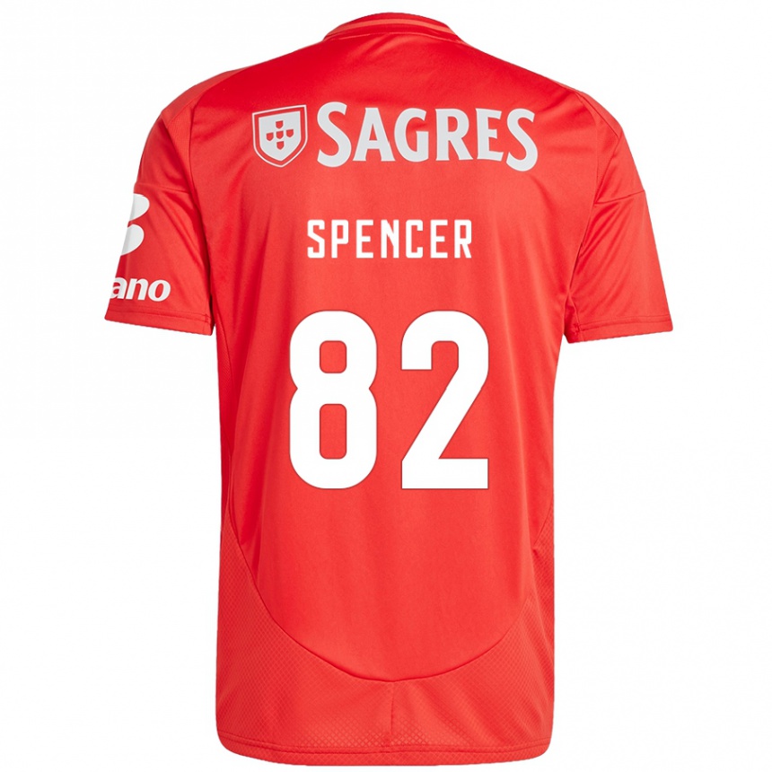 Kids Football Diogo Spencer #82 Red White Home Jersey 2024/25 T-Shirt