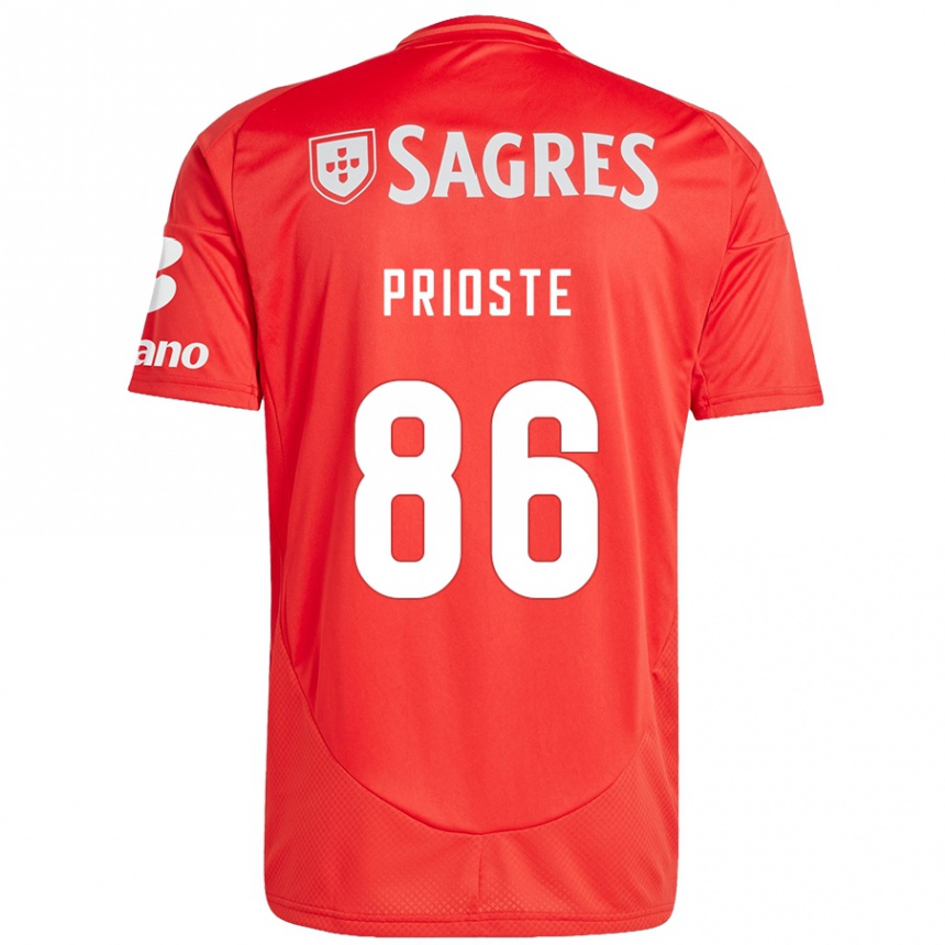 Kids Football Diogo Prioste #86 Red White Home Jersey 2024/25 T-Shirt