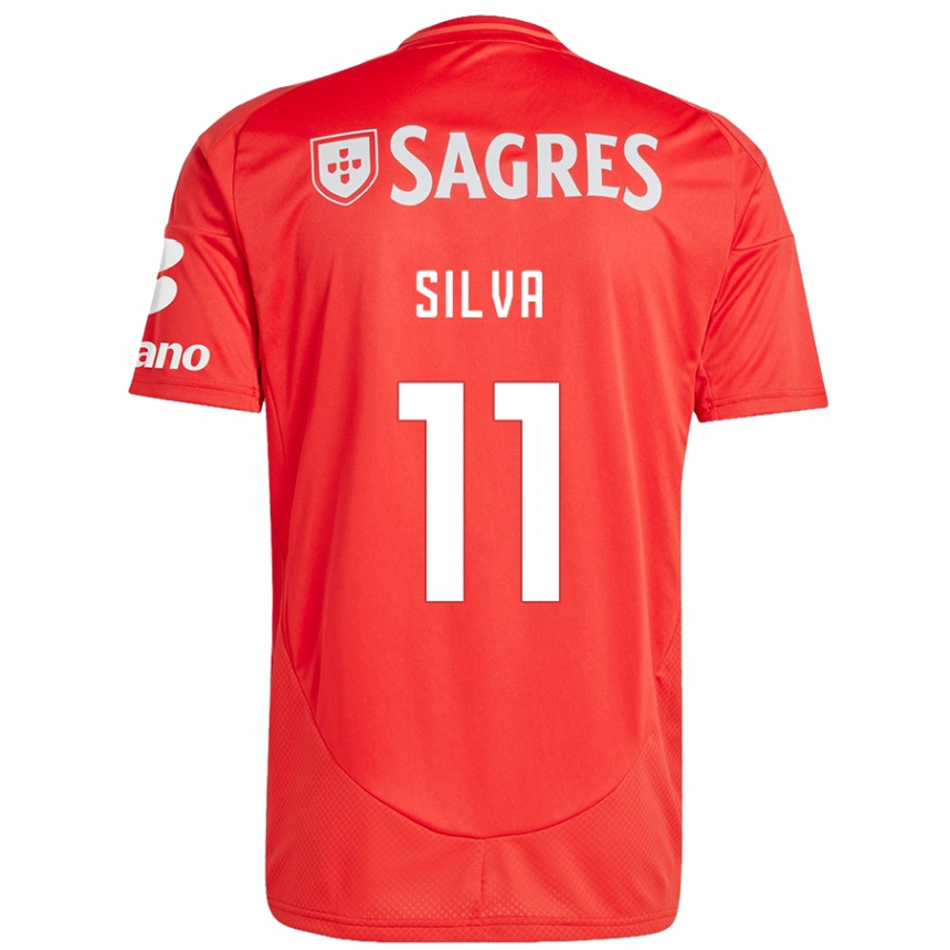 Kids Football Jéssica Silva #11 Red White Home Jersey 2024/25 T-Shirt