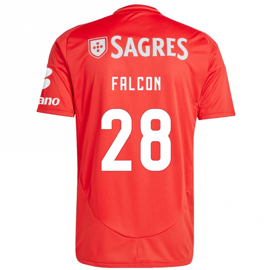 Kids Football Andrea Falcón #28 Red White Home Jersey 2024/25 T-Shirt