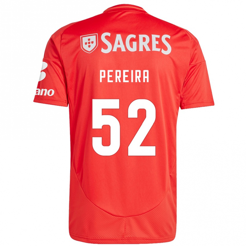 Kids Football Henrique Pereira #52 Red White Home Jersey 2024/25 T-Shirt