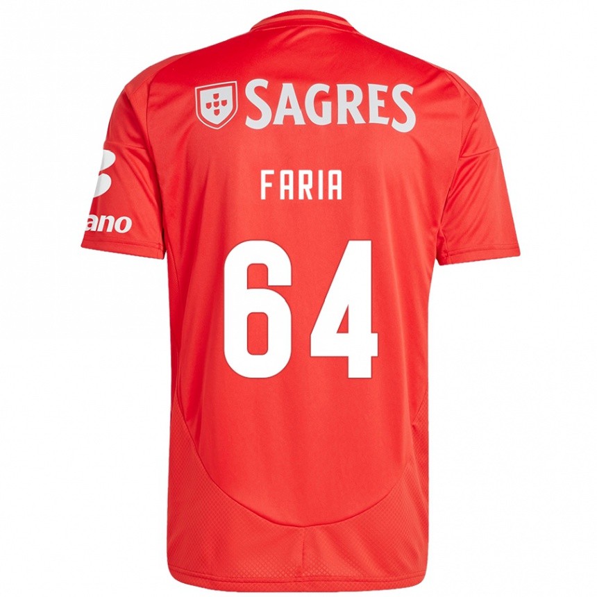 Kids Football Hugo Faria #64 Red White Home Jersey 2024/25 T-Shirt