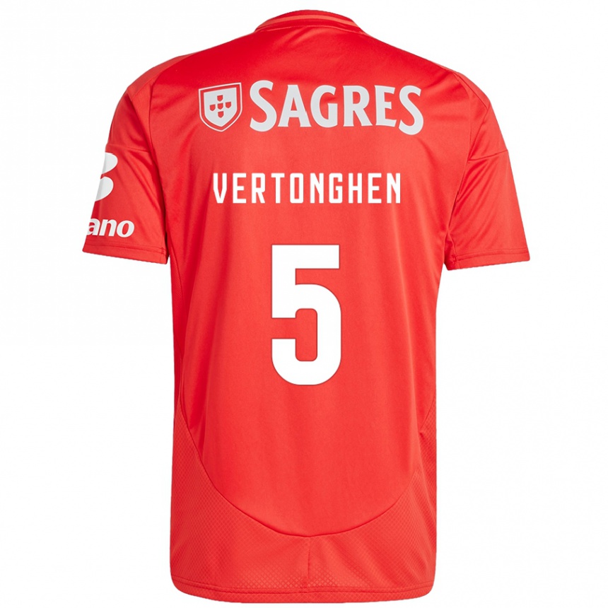 Kids Football Jan Vertonghen #5 Red White Home Jersey 2024/25 T-Shirt