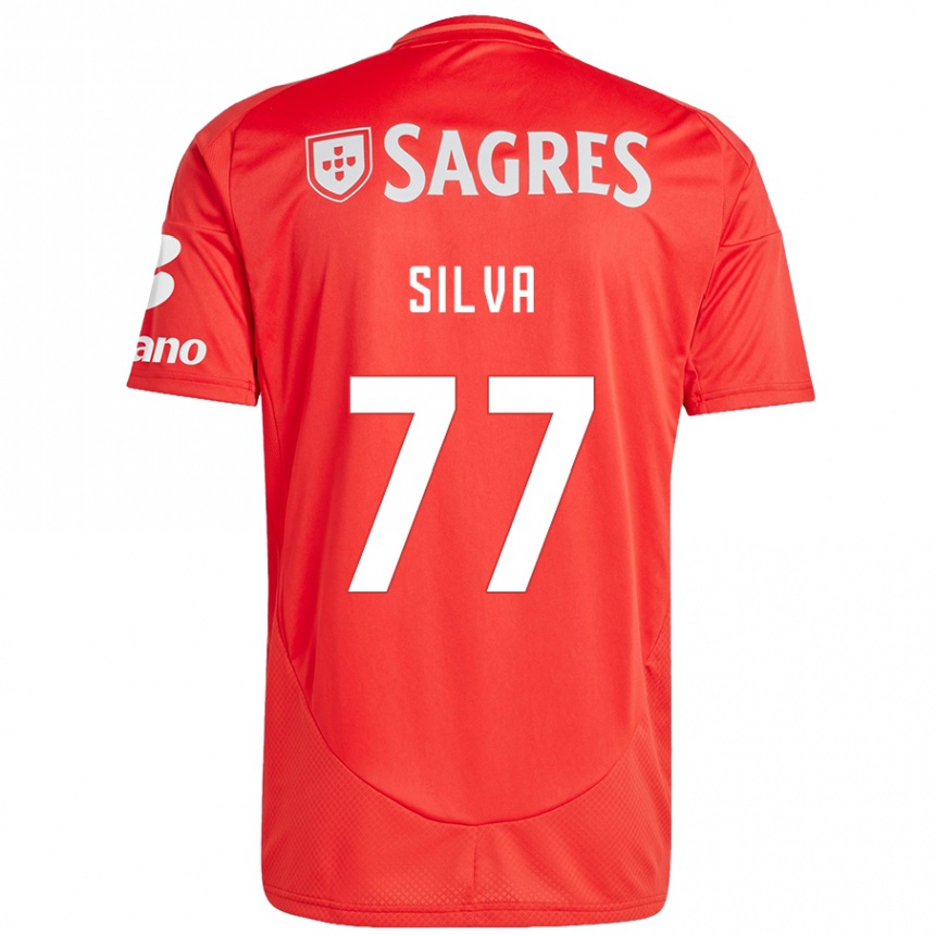 Kids Football Jessica Silva #77 Red White Home Jersey 2024/25 T-Shirt