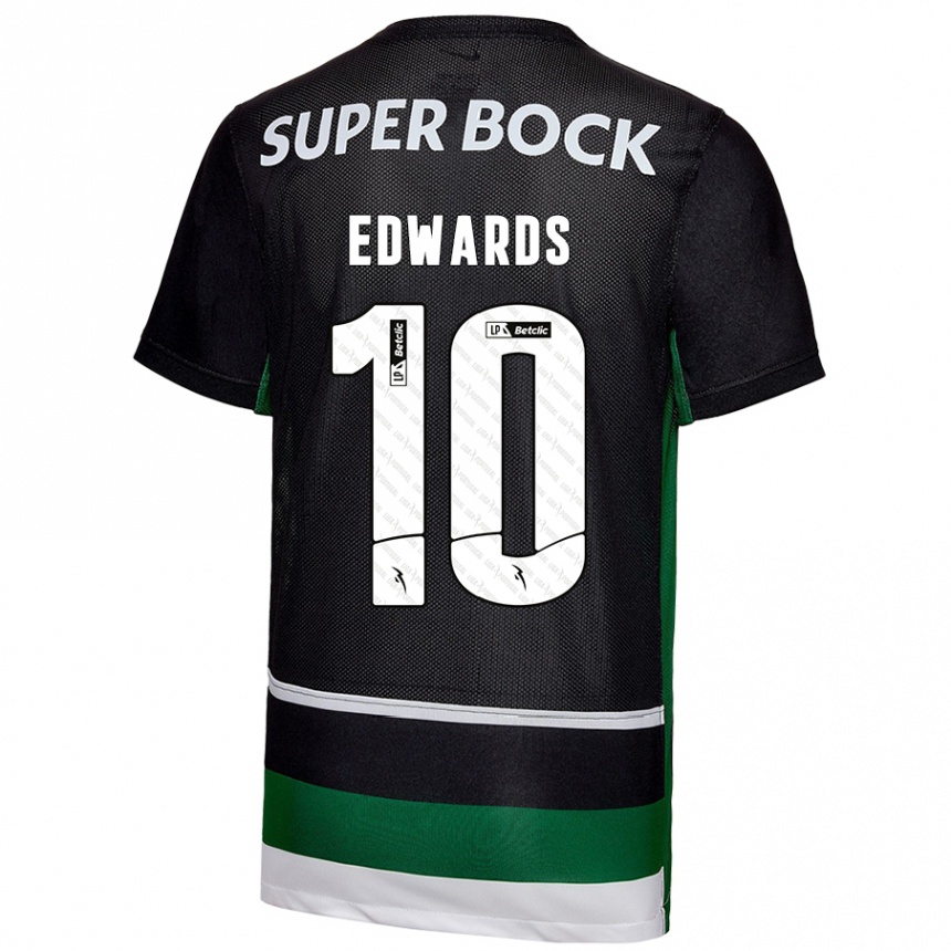 Kids Football Marcus Edwards #10 Black White Green Home Jersey 2024/25 T-Shirt