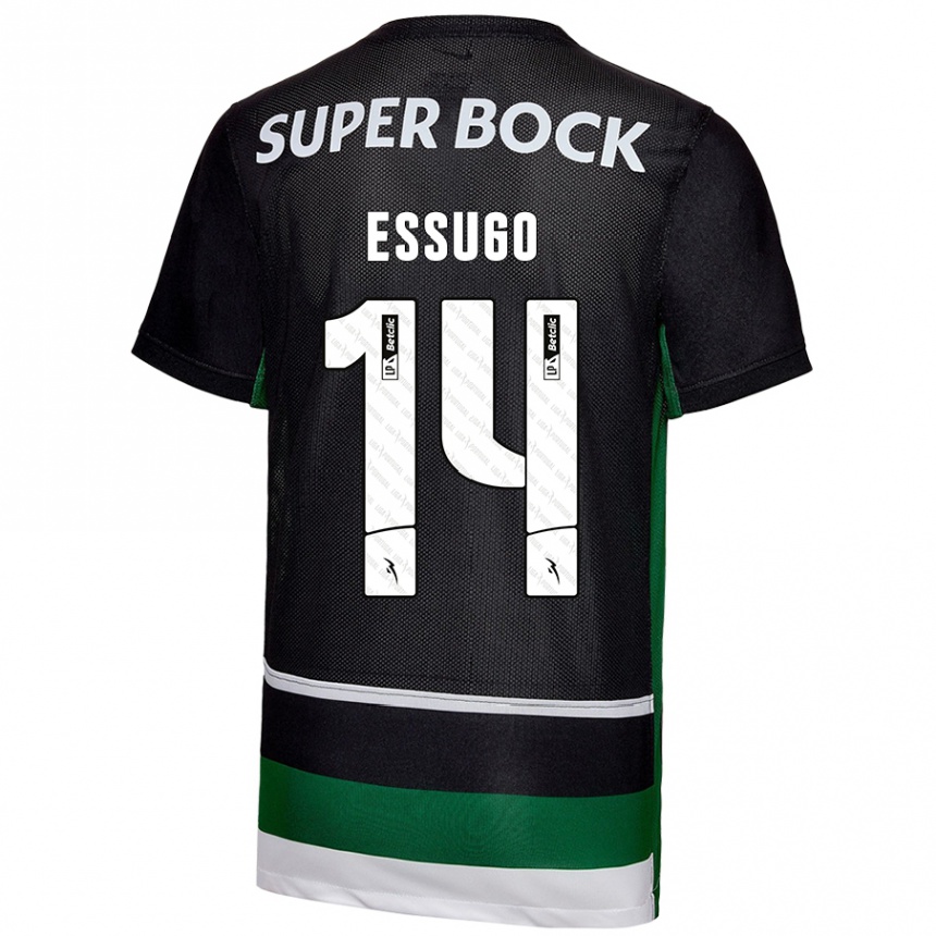 Kids Football Dário Essugo #14 Black White Green Home Jersey 2024/25 T-Shirt