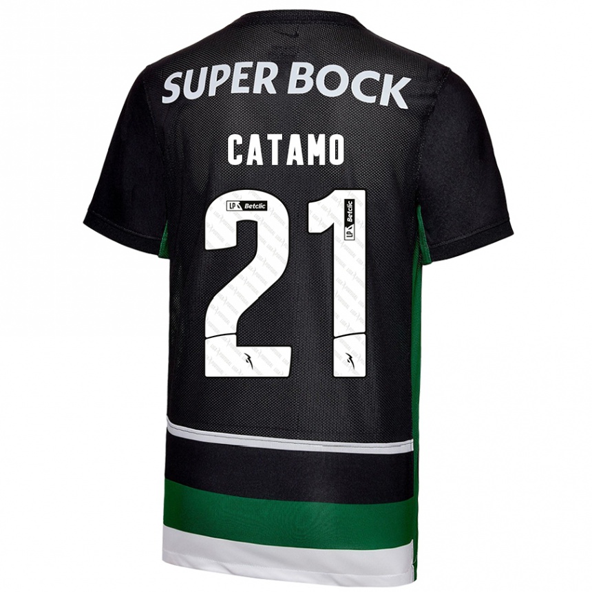 Kids Football Geny Catamo #21 Black White Green Home Jersey 2024/25 T-Shirt