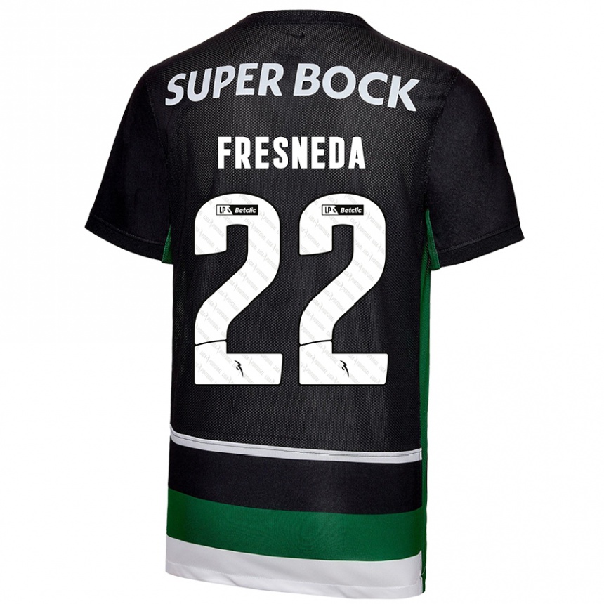 Kids Football Iván Fresneda #22 Black White Green Home Jersey 2024/25 T-Shirt