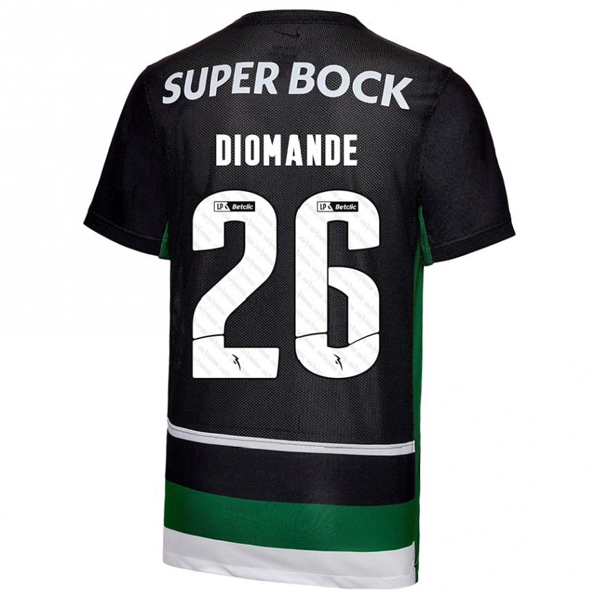 Kids Football Ousmane Diomande #26 Black White Green Home Jersey 2024/25 T-Shirt