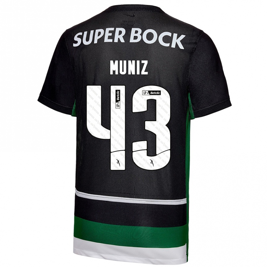 Kids Football João Muniz #43 Black White Green Home Jersey 2024/25 T-Shirt