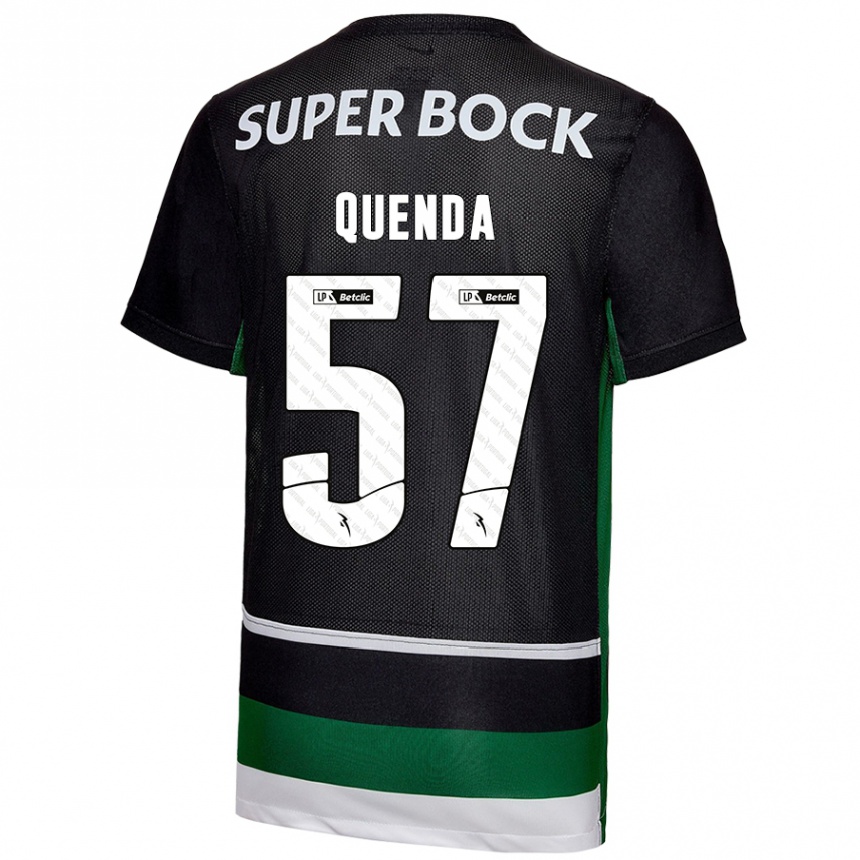 Kids Football Geovany Quenda #57 Black White Green Home Jersey 2024/25 T-Shirt