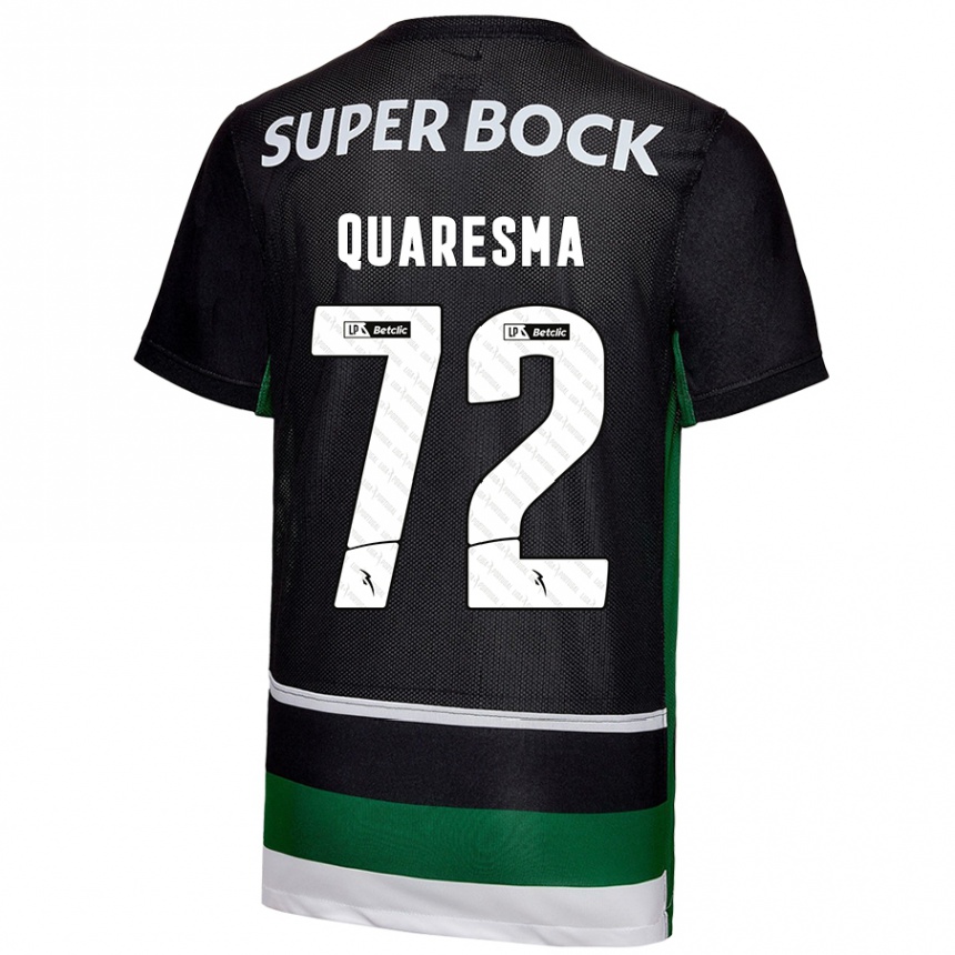 Kids Football Eduardo Quaresma #72 Black White Green Home Jersey 2024/25 T-Shirt