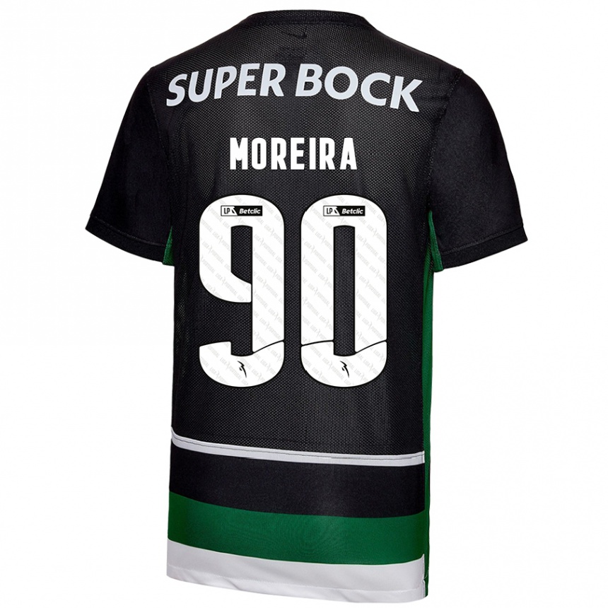 Kids Football Afonso Moreira #90 Black White Green Home Jersey 2024/25 T-Shirt