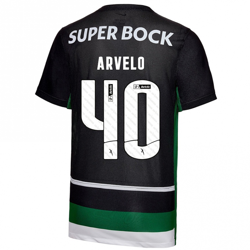 Kids Football Adam Arvelo #40 Black White Green Home Jersey 2024/25 T-Shirt