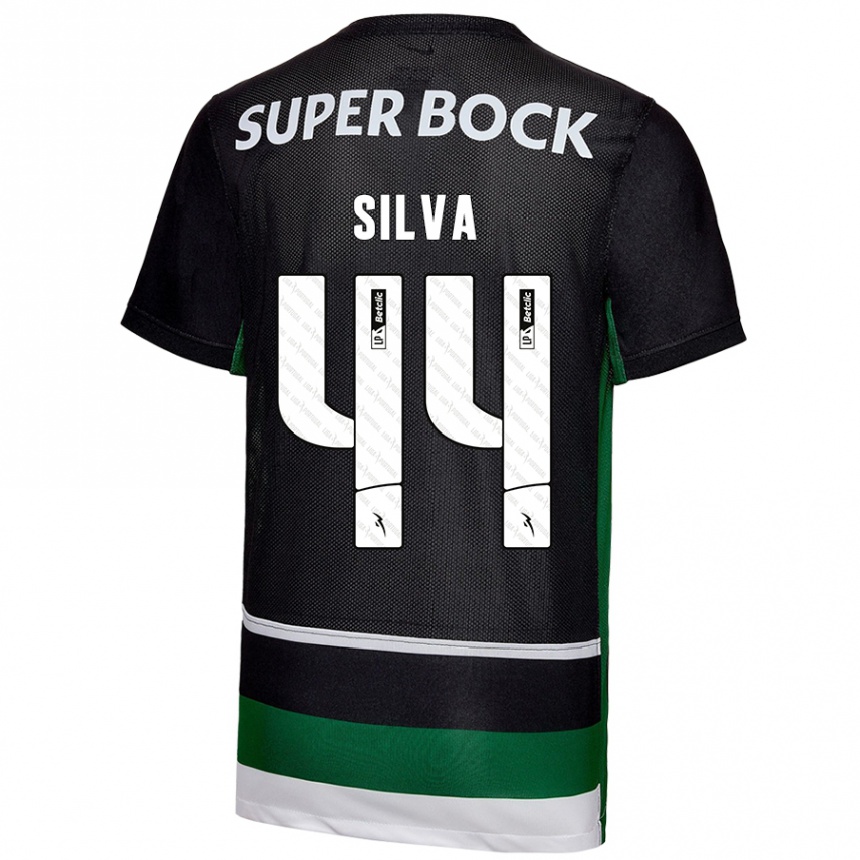 Kids Football Pedro Silva #44 Black White Green Home Jersey 2024/25 T-Shirt