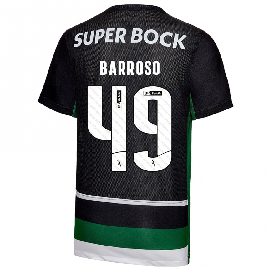 Kids Football Leonardo Barroso #49 Black White Green Home Jersey 2024/25 T-Shirt