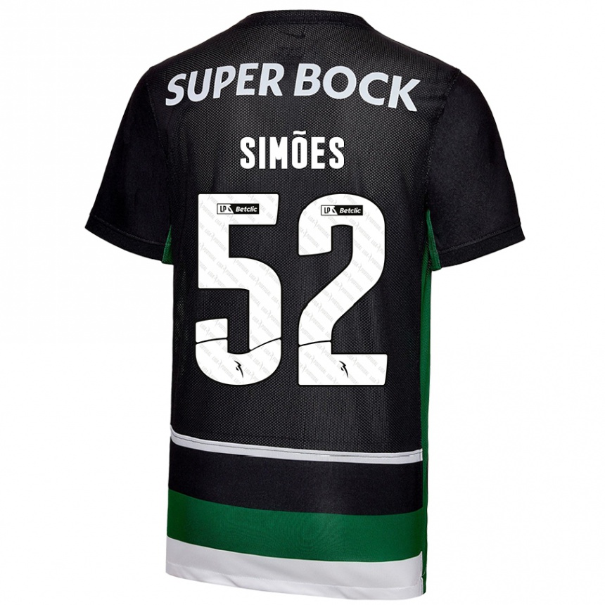 Kids Football João Simões #52 Black White Green Home Jersey 2024/25 T-Shirt