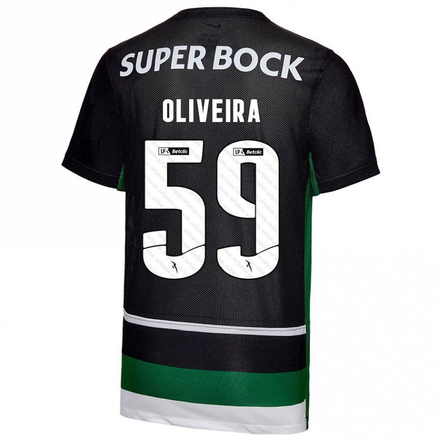 Kids Football Kauã Oliveira #59 Black White Green Home Jersey 2024/25 T-Shirt