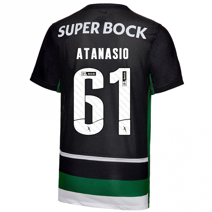 Kids Football Atanásio #61 Black White Green Home Jersey 2024/25 T-Shirt