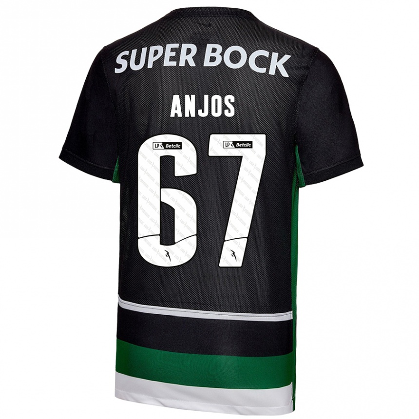 Kids Football Lucas Anjos #67 Black White Green Home Jersey 2024/25 T-Shirt