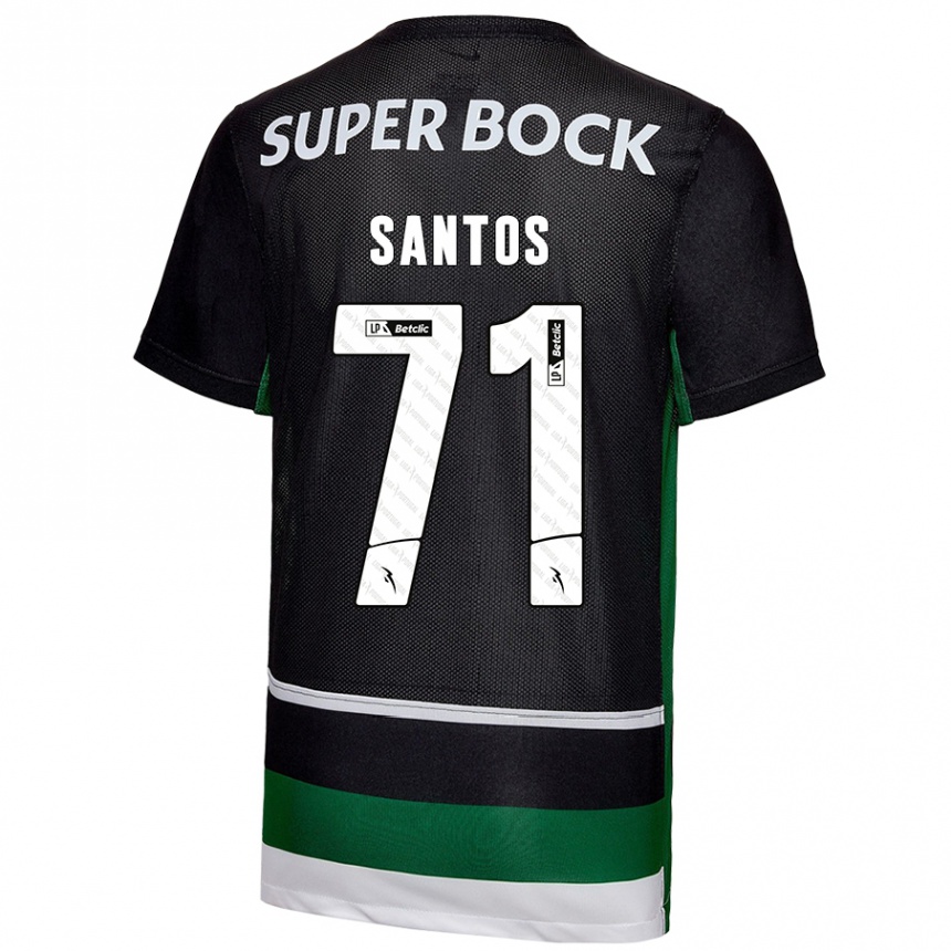 Kids Football Denilson Santos #71 Black White Green Home Jersey 2024/25 T-Shirt