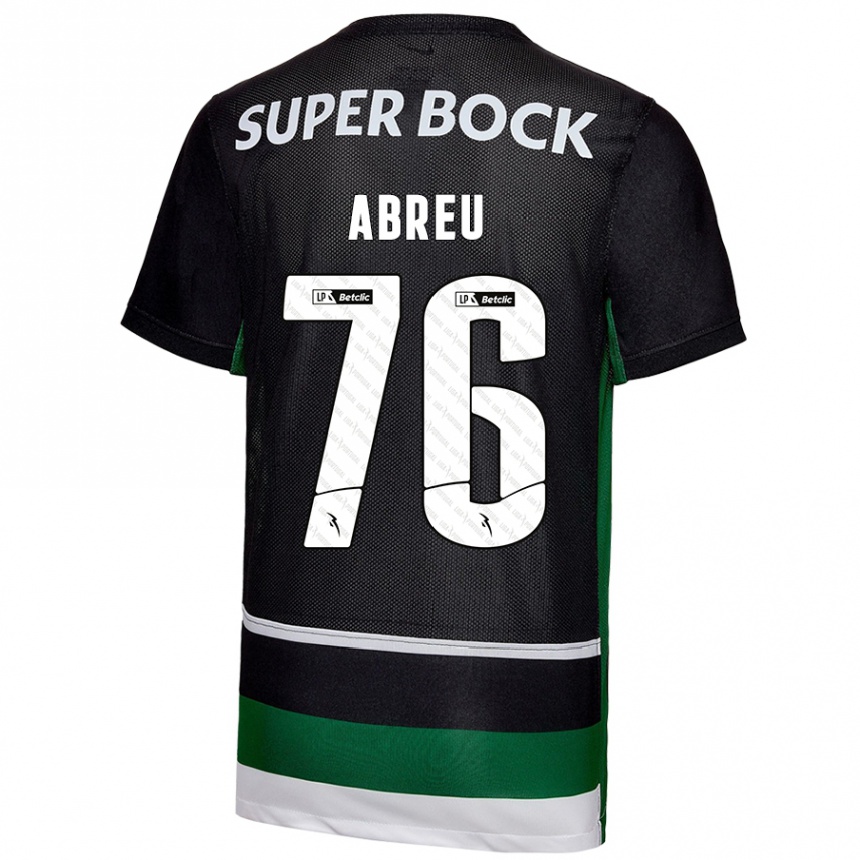 Kids Football Diogo Abreu #76 Black White Green Home Jersey 2024/25 T-Shirt