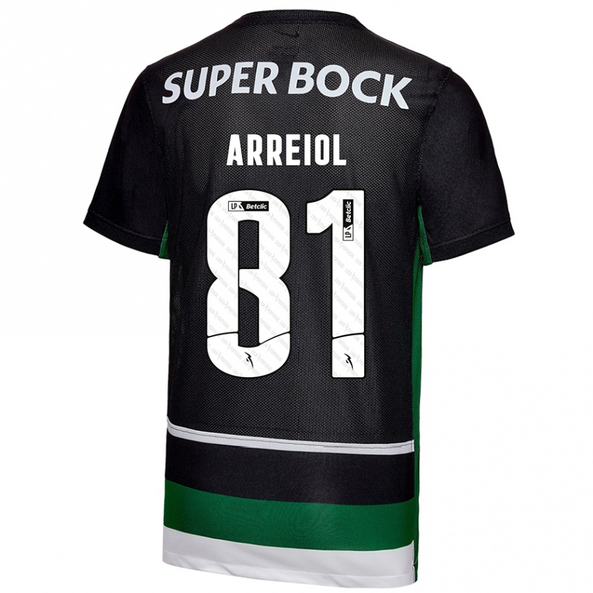 Kids Football Henrique Arreiol #81 Black White Green Home Jersey 2024/25 T-Shirt