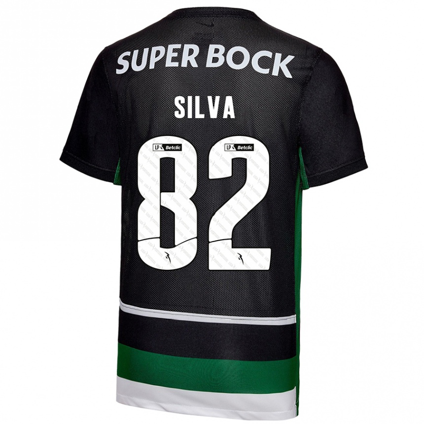 Kids Football Gabriel Silva #82 Black White Green Home Jersey 2024/25 T-Shirt