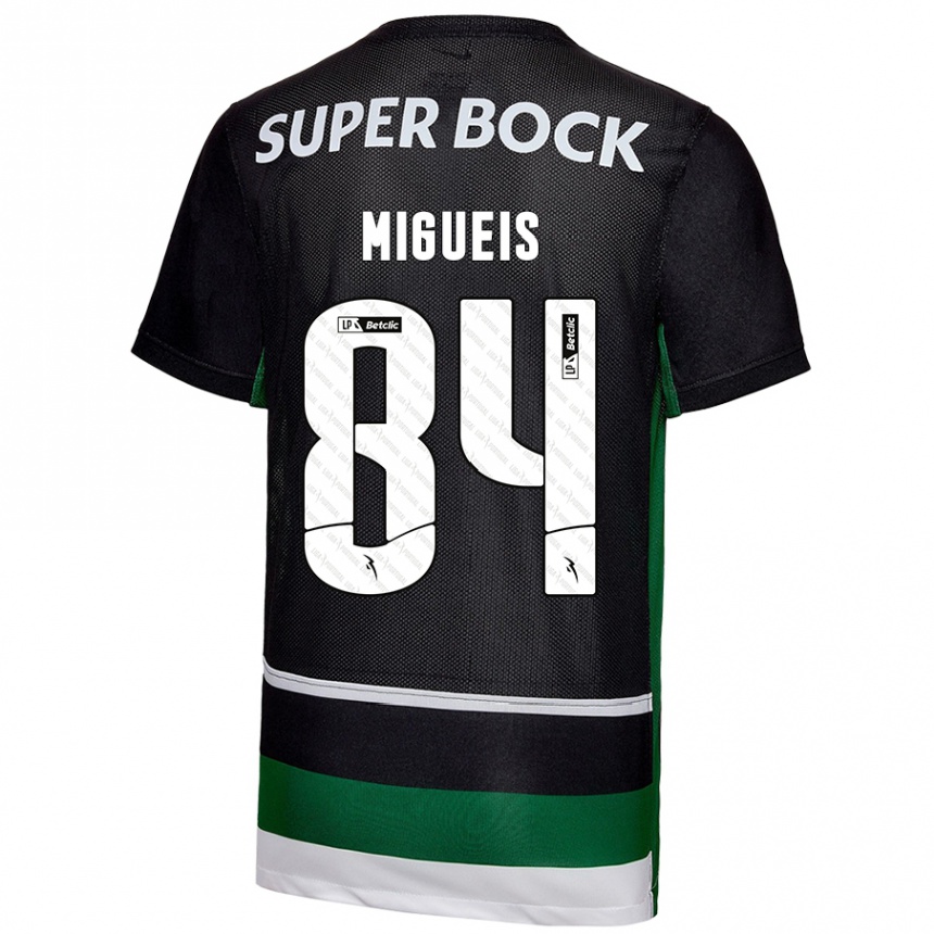 Kids Football Pedro Miguéis #84 Black White Green Home Jersey 2024/25 T-Shirt