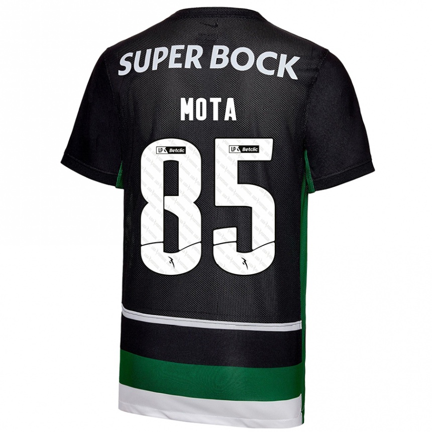 Kids Football Rafael Mota #85 Black White Green Home Jersey 2024/25 T-Shirt