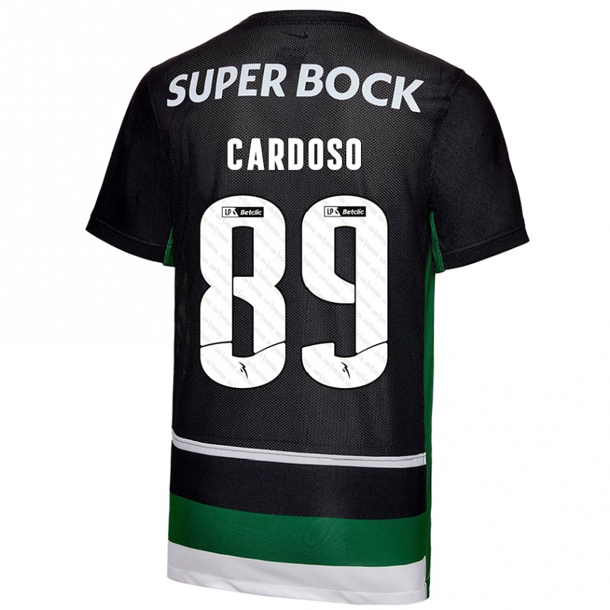 Kids Football Nilton Cardoso #89 Black White Green Home Jersey 2024/25 T-Shirt