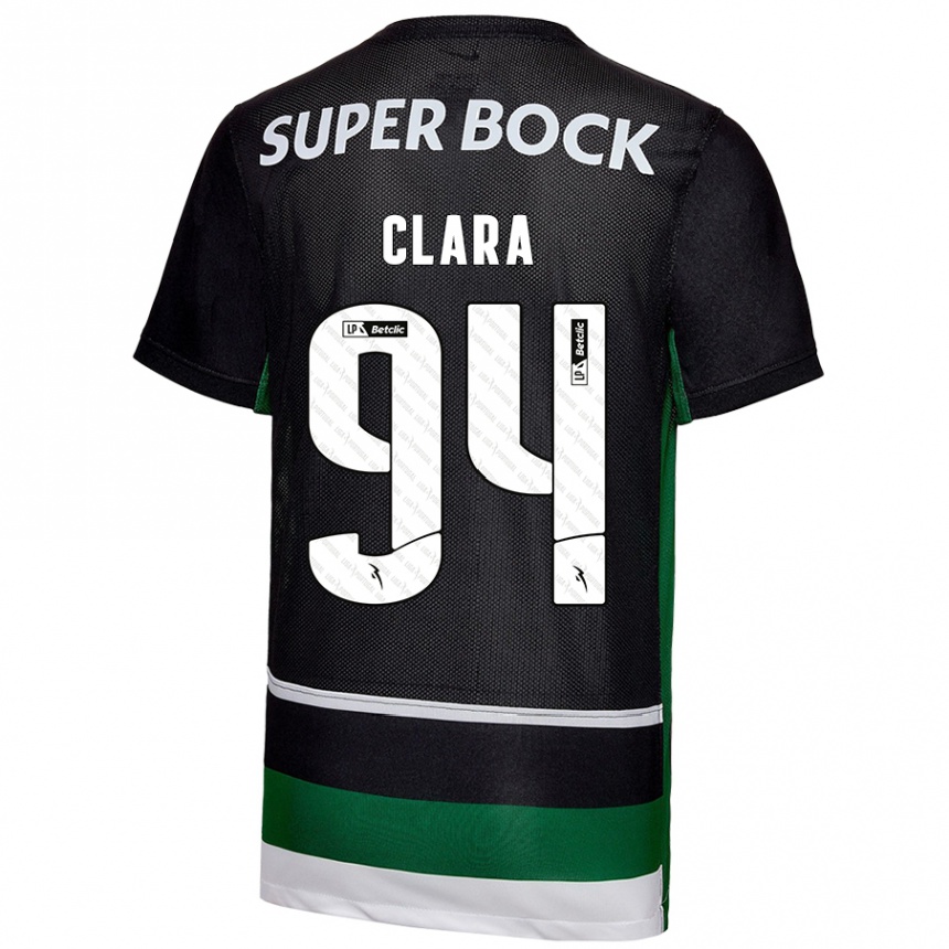 Kids Football Diogo Clara #94 Black White Green Home Jersey 2024/25 T-Shirt