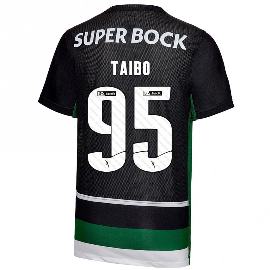 Kids Football Lucas Taibo #95 Black White Green Home Jersey 2024/25 T-Shirt