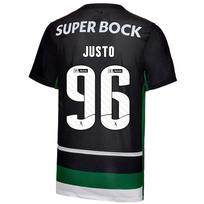 Kids Football Samuel Justo #96 Black White Green Home Jersey 2024/25 T-Shirt