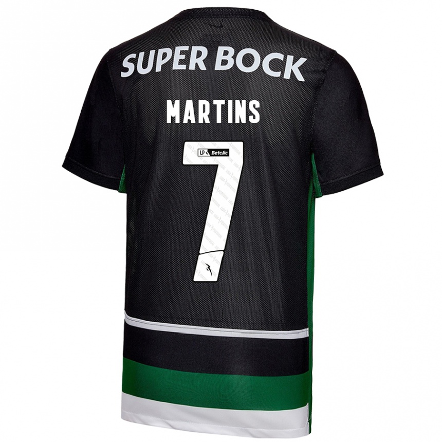 Kids Football Joana David Carromeu Martins #7 Black White Green Home Jersey 2024/25 T-Shirt