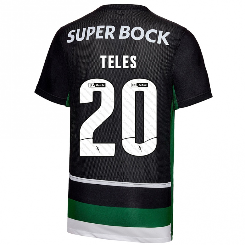 Kids Football Ana Isabel Teles #20 Black White Green Home Jersey 2024/25 T-Shirt