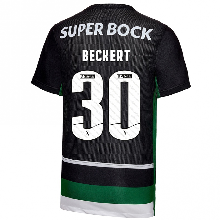 Kids Football Carolina Beckert #30 Black White Green Home Jersey 2024/25 T-Shirt