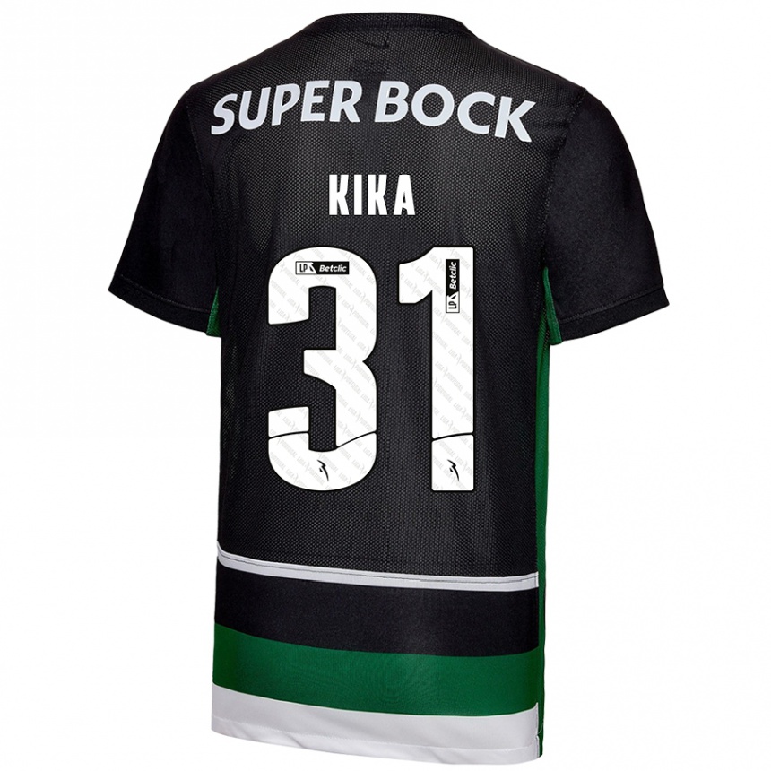 Kids Football Kika #31 Black White Green Home Jersey 2024/25 T-Shirt