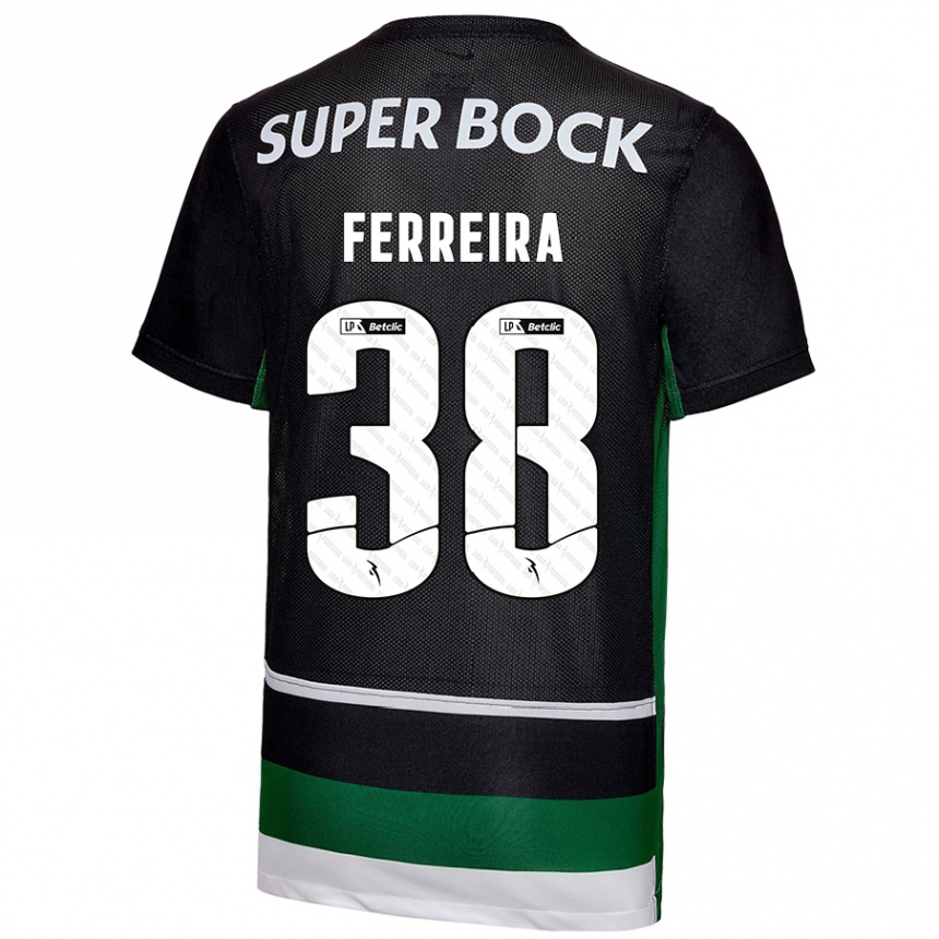 Kids Football Marta Ferreira #38 Black White Green Home Jersey 2024/25 T-Shirt