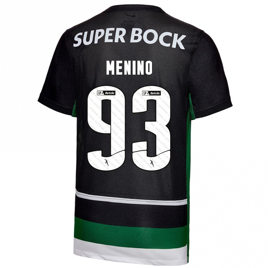 Kids Football Miguel Menino #93 Black White Green Home Jersey 2024/25 T-Shirt