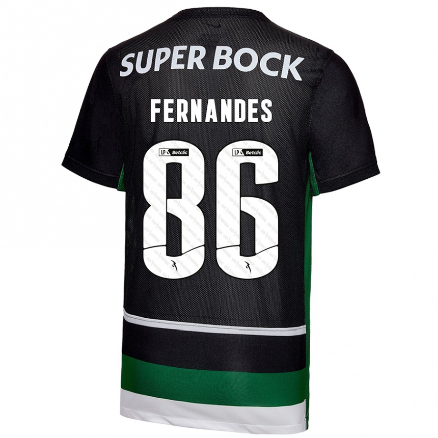 Kids Football Emanuel Fernandes #86 Black White Green Home Jersey 2024/25 T-Shirt