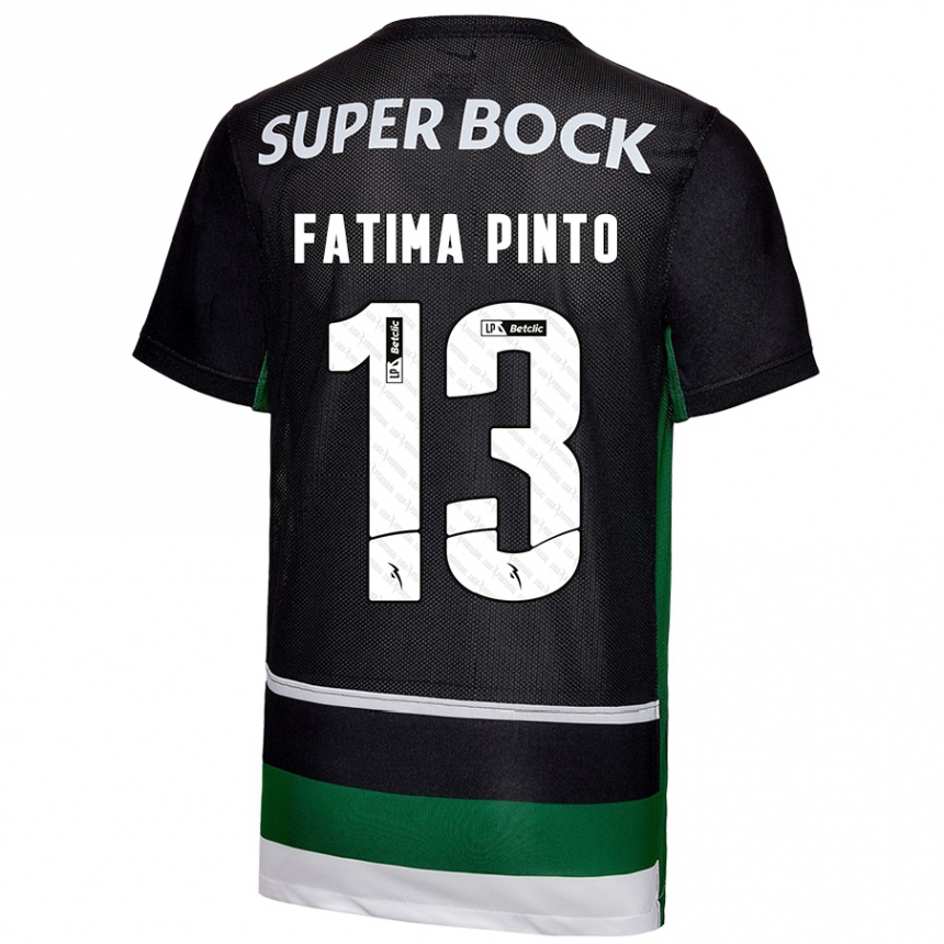 Kids Football Fátima Alexandra Figueira Pinto #13 Black White Green Home Jersey 2024/25 T-Shirt