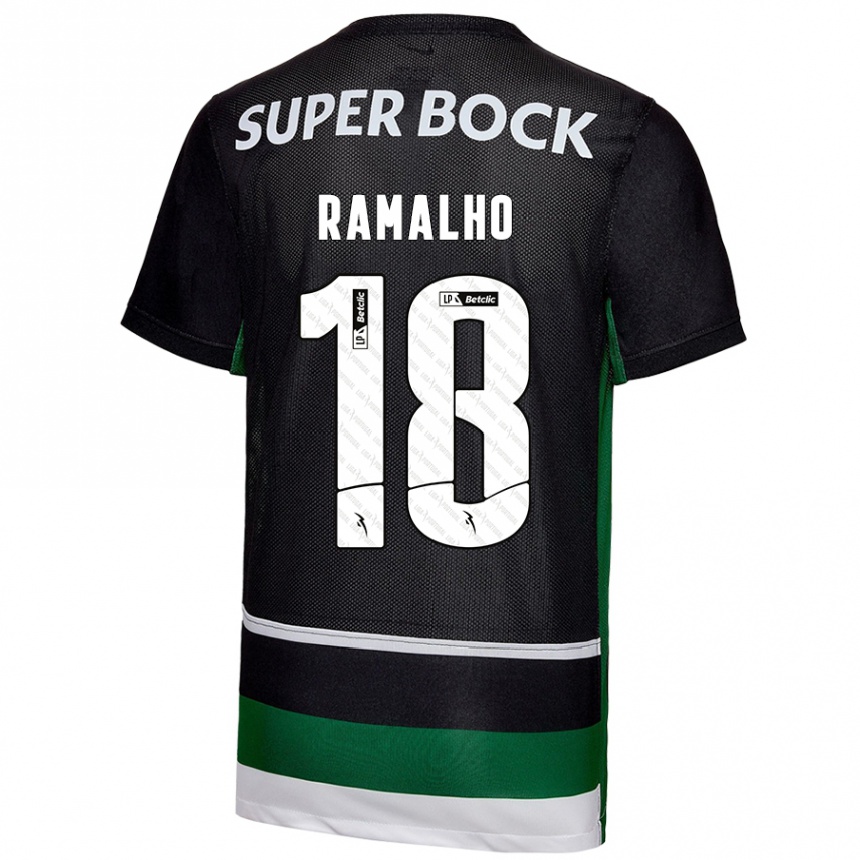 Kids Football Inês Filipa Ramalho Gonçalves #18 Black White Green Home Jersey 2024/25 T-Shirt