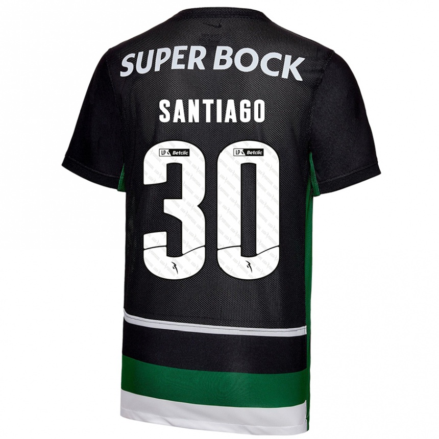 Kids Football Carolina Santiago #30 Black White Green Home Jersey 2024/25 T-Shirt